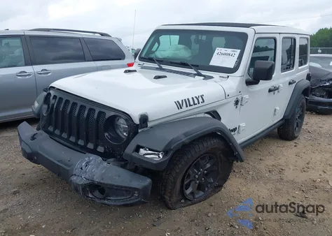 2021 Jeep Wrangler Unlimited Willys 4X4 из США, поврежденный, VIN 1C4HJXDGXMW855789
